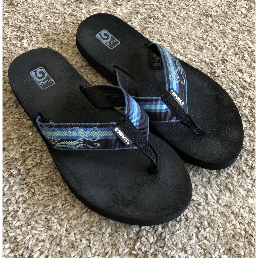 Teva Original Mush Flip Flops Sandals Blue Stripe Women's 8